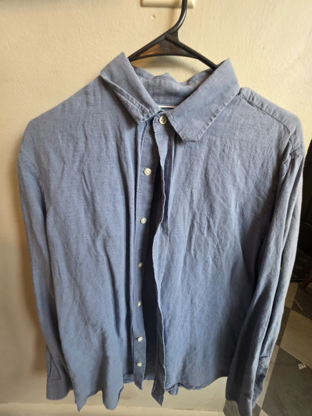 Banana Republic Men's Blue Linen Blend Button-Up Shirt Size Medium Long Sleeve